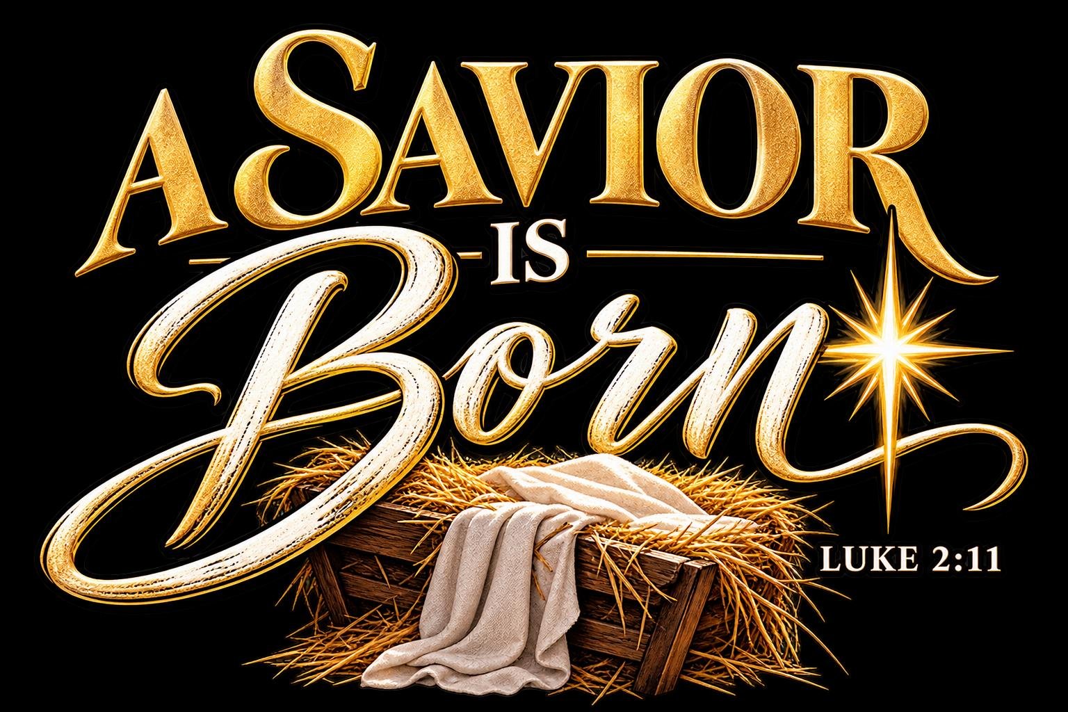 A Savior Is Born Luke 2:11 Christmas Christian PNG bundle