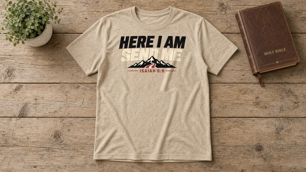 Here I Am Send Me Isaiah 6:8 Christian veteran t-shirt