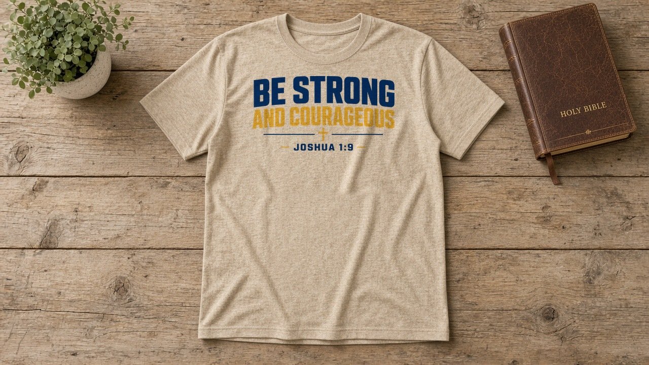 Be Strong and Courageous Joshua 1:9 Christian t-shirt