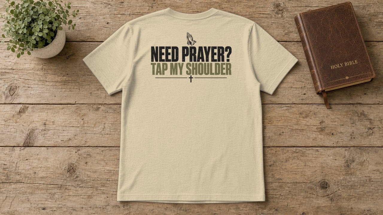Need Prayer Tap My Shoulder Christian back-print t-shirt