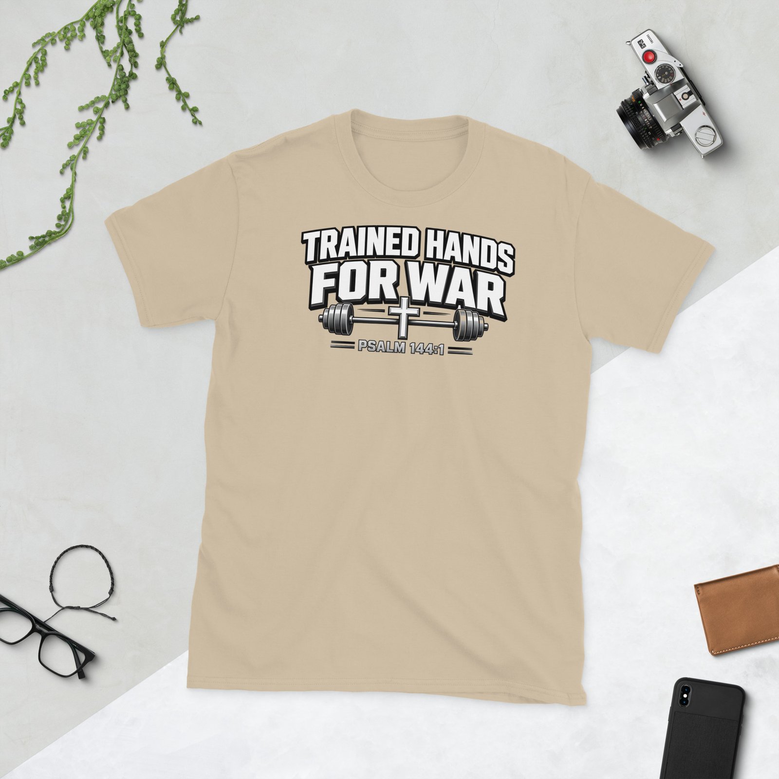 Trained Hands for War Shirt, Psalm 144:1 Christian Gym Tee 1 Trained Hands for War Shirt, Psalm 144:1 Christian Gym Tee