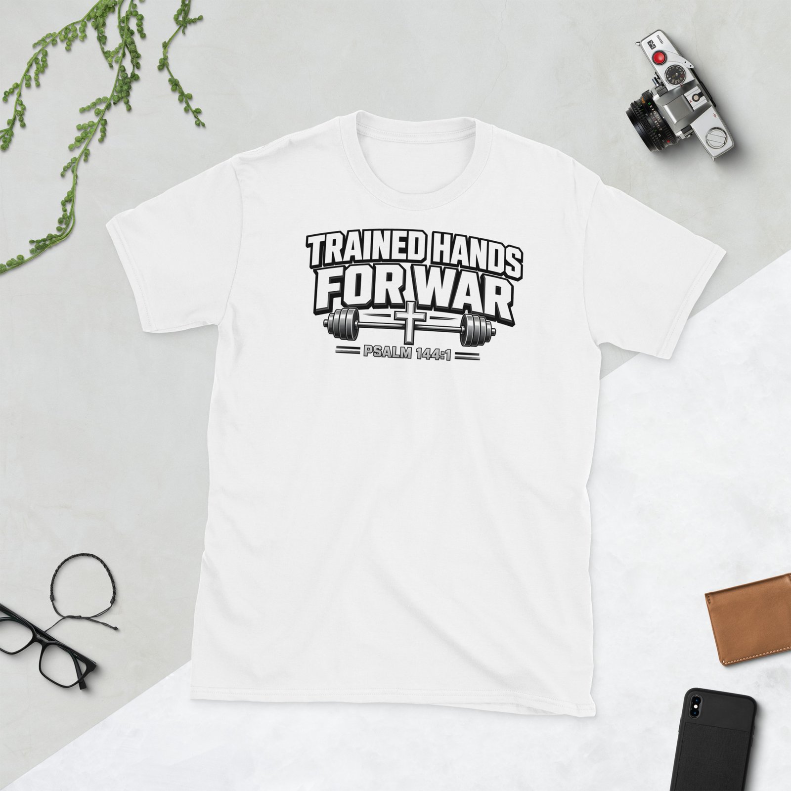 Trained Hands for War Shirt, Psalm 144:1 Christian Gym Tee 2 Trained Hands for War Shirt, Psalm 144:1 Christian Gym Tee - Image 2